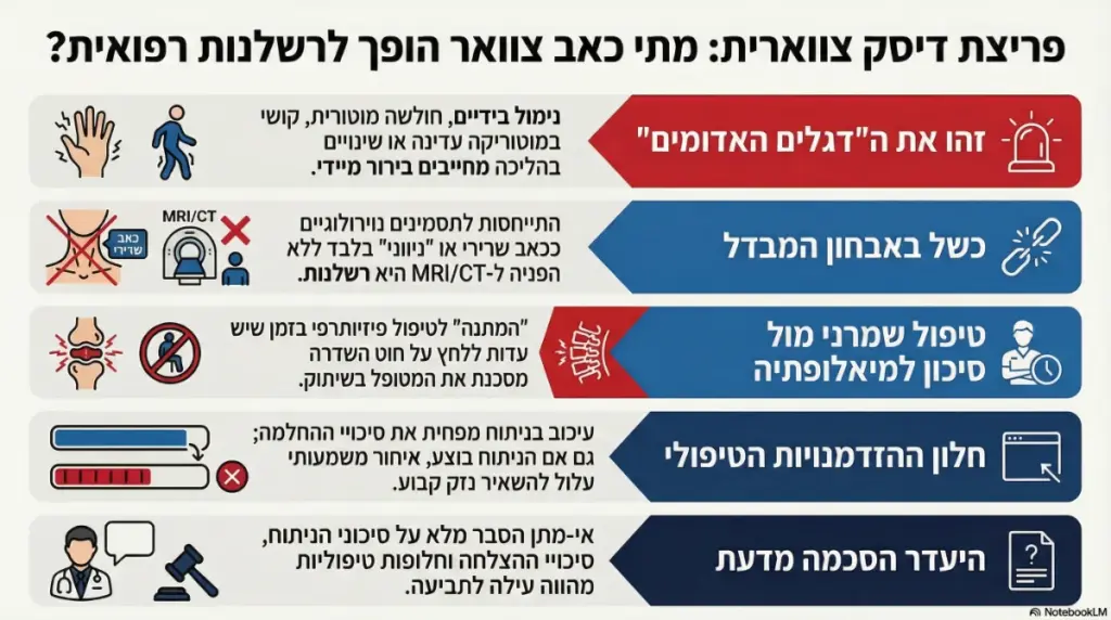 אינפוגרפיקה: רשלנות רפואית בניהול פריצות דיסק צוואריות