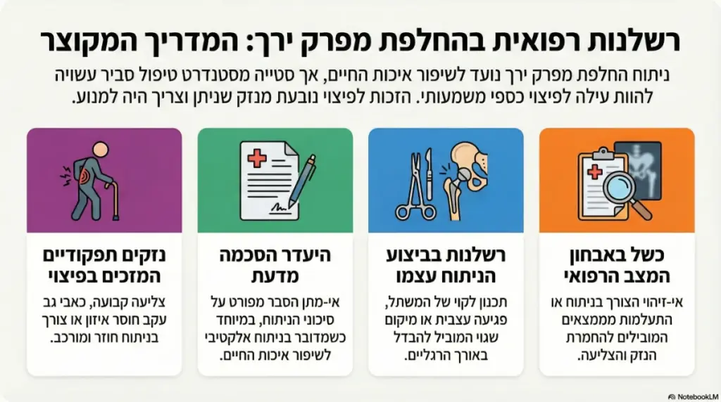 אינפוגרפיקה: רשלנות רפואית בניתוח החלפת מפרק ירך