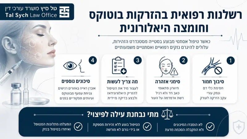 אינפוגרפיקה על רשלנות רפואית בבוטוקס וחומצה היאלורנית