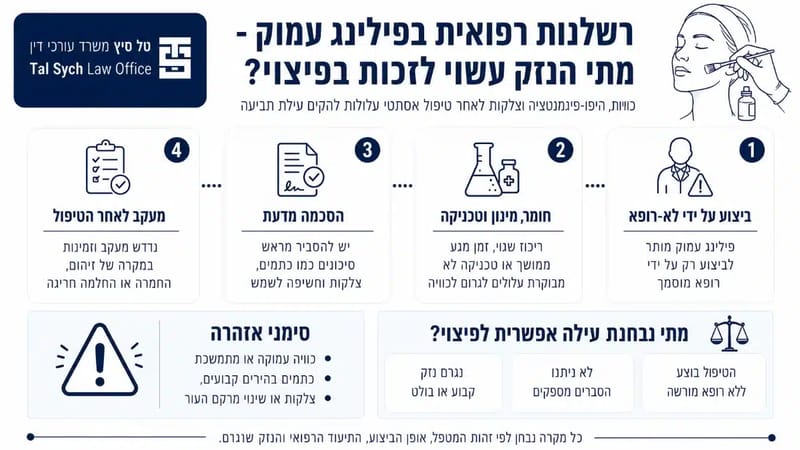 אינפוגרפיקה על רשלנות רפואית בפילינג עמוק